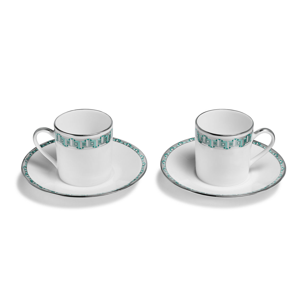 Espressotasse und Untertasse mit Platinrand, 2er-Set