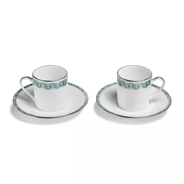 Espresso Cup and Saucer Set of Two, with Platinum Rims