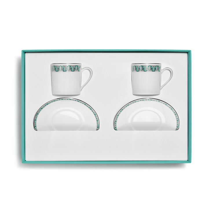 Tiffany T True:Espressotasse und Untertasse mit Platinrand, 2er-Set Bildnummer 2