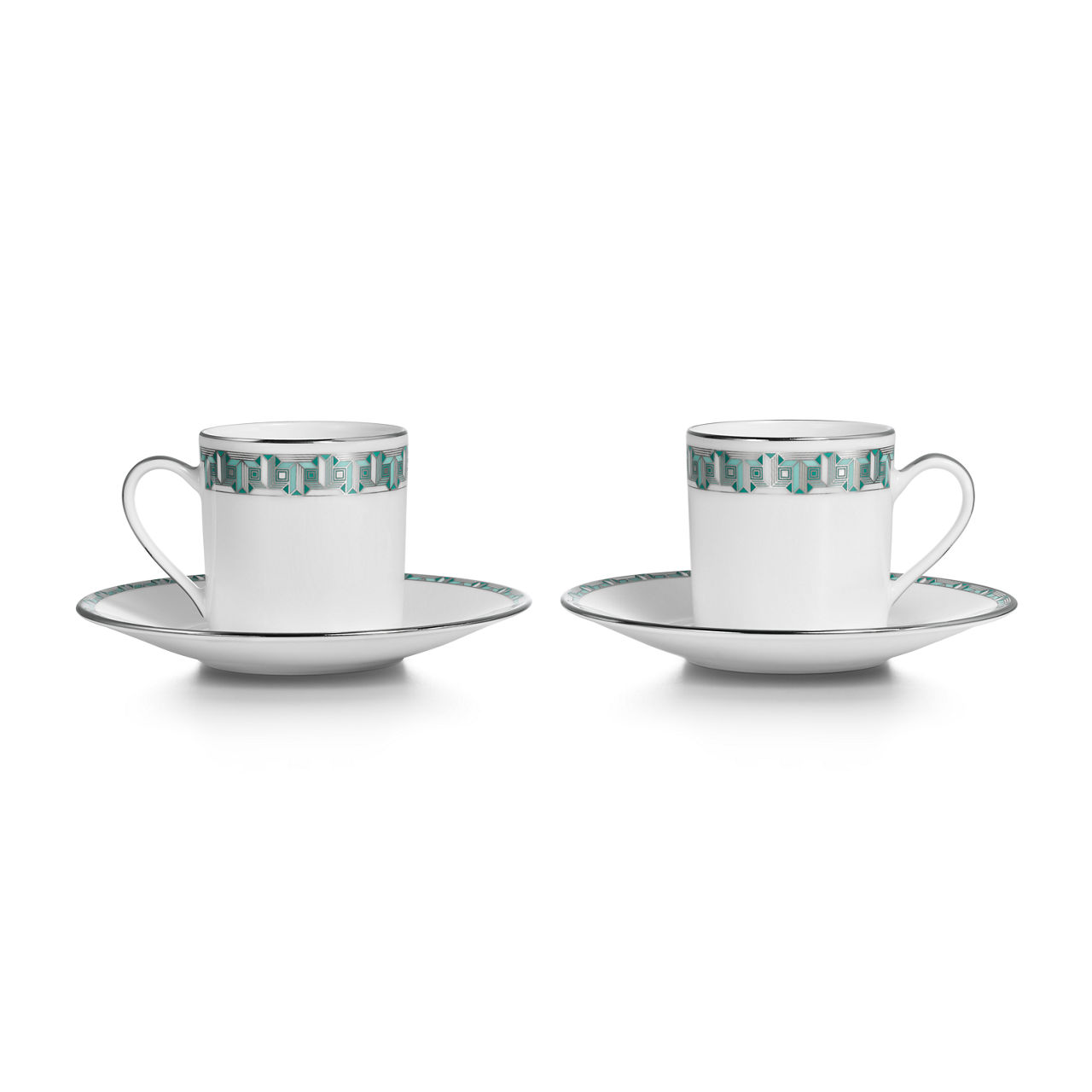 Espresso Cup and Saucer Set of Two, with Platinum Rims