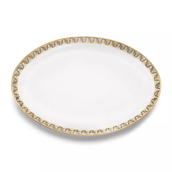 Assiette à dessert True avec bordure en or 18 carats peinte à la main