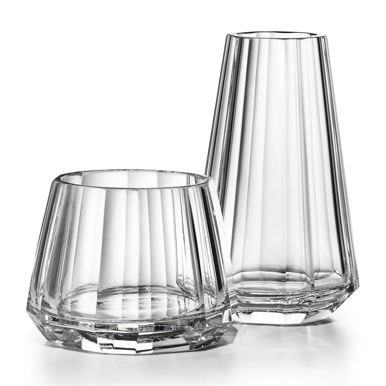 Breite konische Vase aus Bleikristallglas