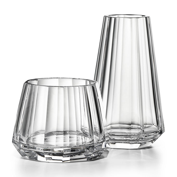 Tiffany Facets:Breite konische Vase aus Bleikristallglas Bildnummer 1