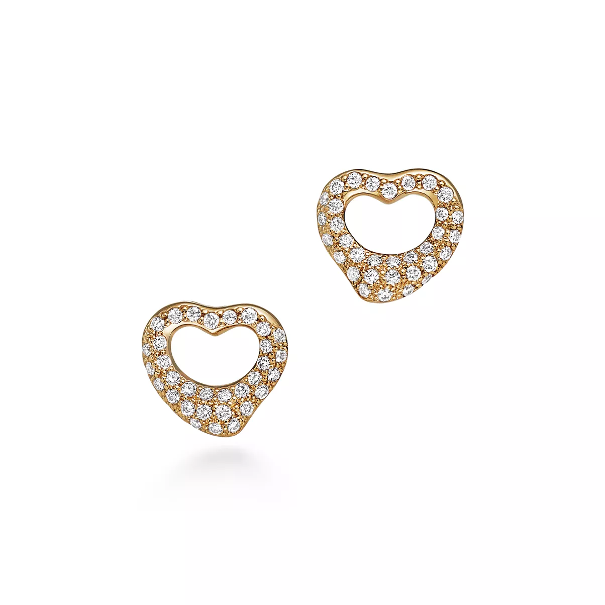 Pendientes Open Heart de oro amarillo con diamantes en pav&eacute;