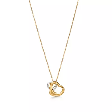 Elsa Peretti®:Open Heart Pendant in Yellow Gold and Sterling Silver, 2