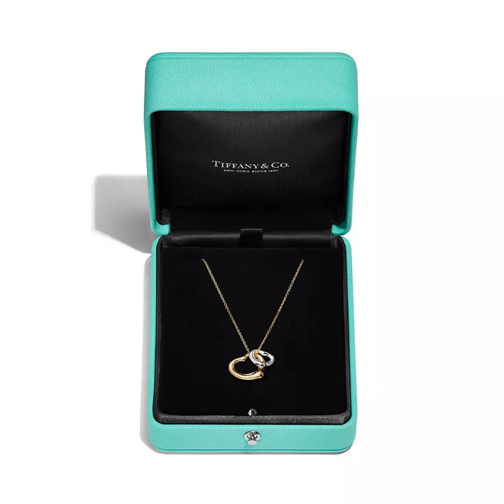 Elsa Peretti®:Open Heart Pendant in Yellow Gold and Sterling Silver, 4