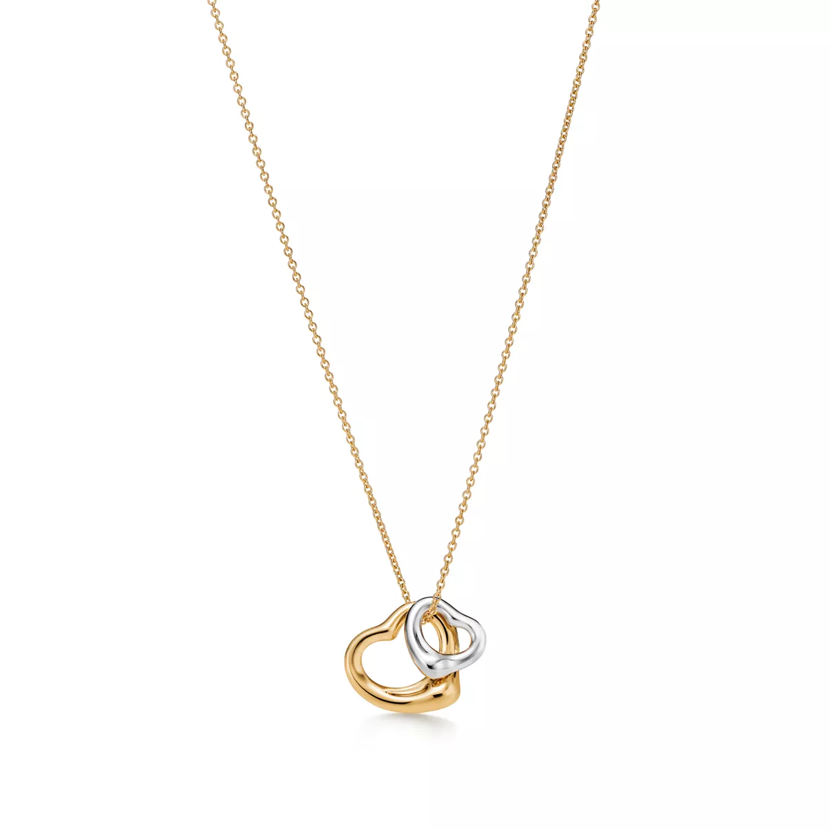 Open Heart Pendant in Yellow Gold and Sterling Silver