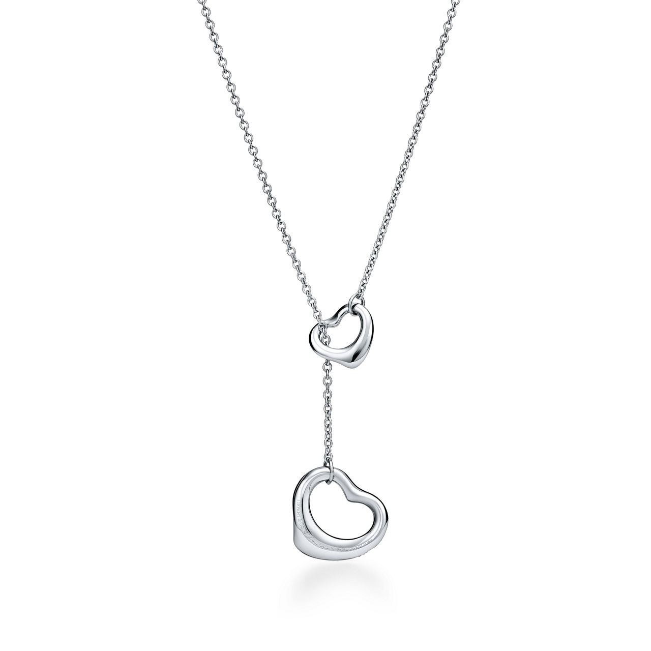 Elsa Peretti®:Open Heart Necklace in Platinum with Pavé Diamonds image number 2
