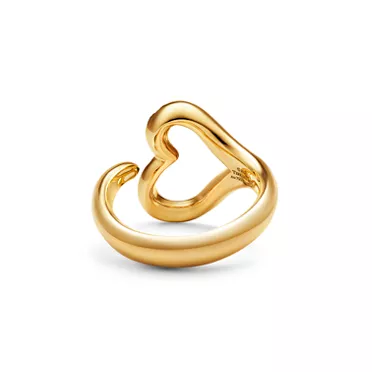 Elsa Peretti&reg;:Open Heart Ring in Yellow Gold with Pav&eacute; Diamonds, 3