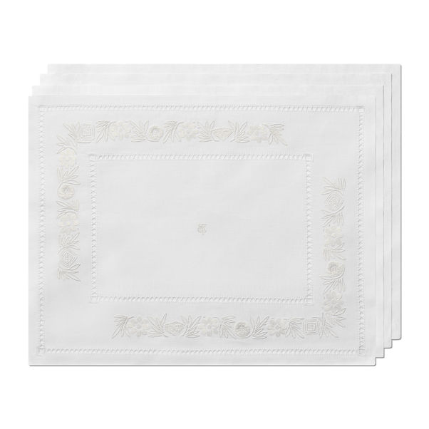 Tiffany Heritage:Place Mats Set of Four, in White Linen