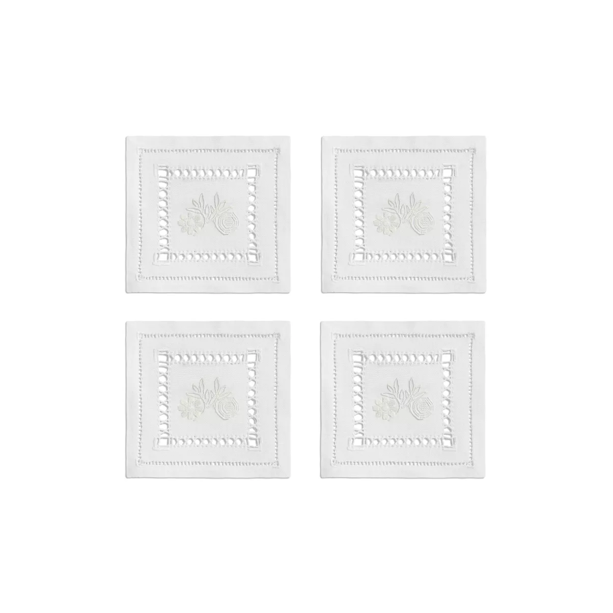 Coasters Set of Four, in White Linen