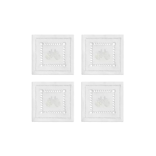 Coasters Set of Four, in White Linen