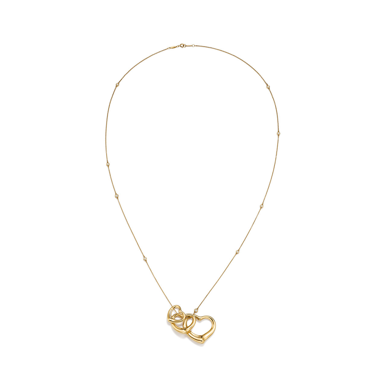 Elsa Peretti®:Open Heart and Diamonds by the Yard® Pendant in Gold with Diamonds image number 2