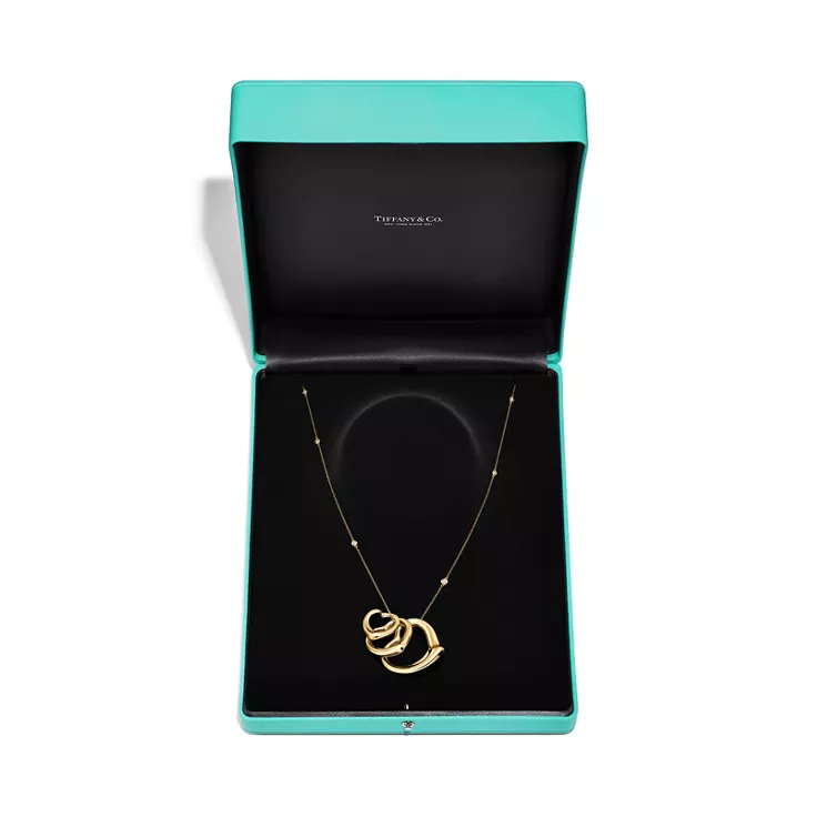 Elsa Peretti®:Open Heart and Diamonds by the Yard® Pendant in Gold with Diamonds, 5