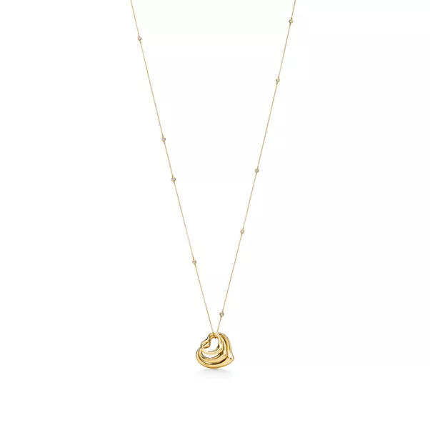 Open Heart and Diamonds by the Yard® Pendant in Gold with Diamonds