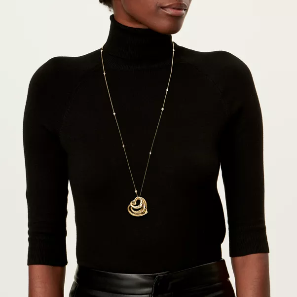 Open Heart and Diamonds by the Yard® Pendant in Gold with Diamonds