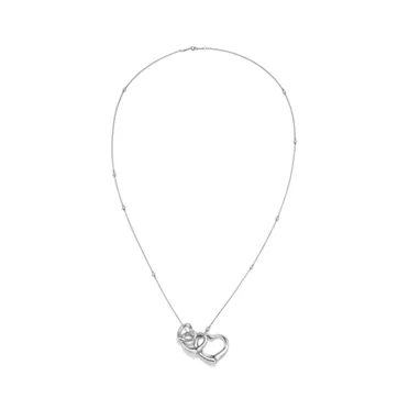 Elsa Peretti®:Open Heart and Diamonds by the Yard® Pendant in Platinum with Diamonds, 2