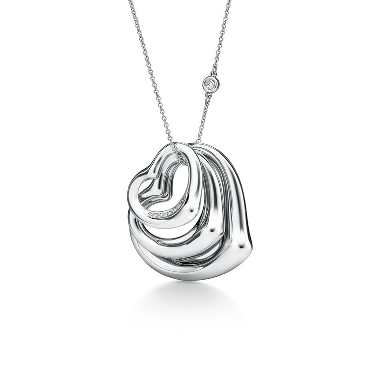 Elsa Peretti®:Open Heart und Diamonds by the Yard® Anhänger in Platin mit Diamanten Bildnummer 5