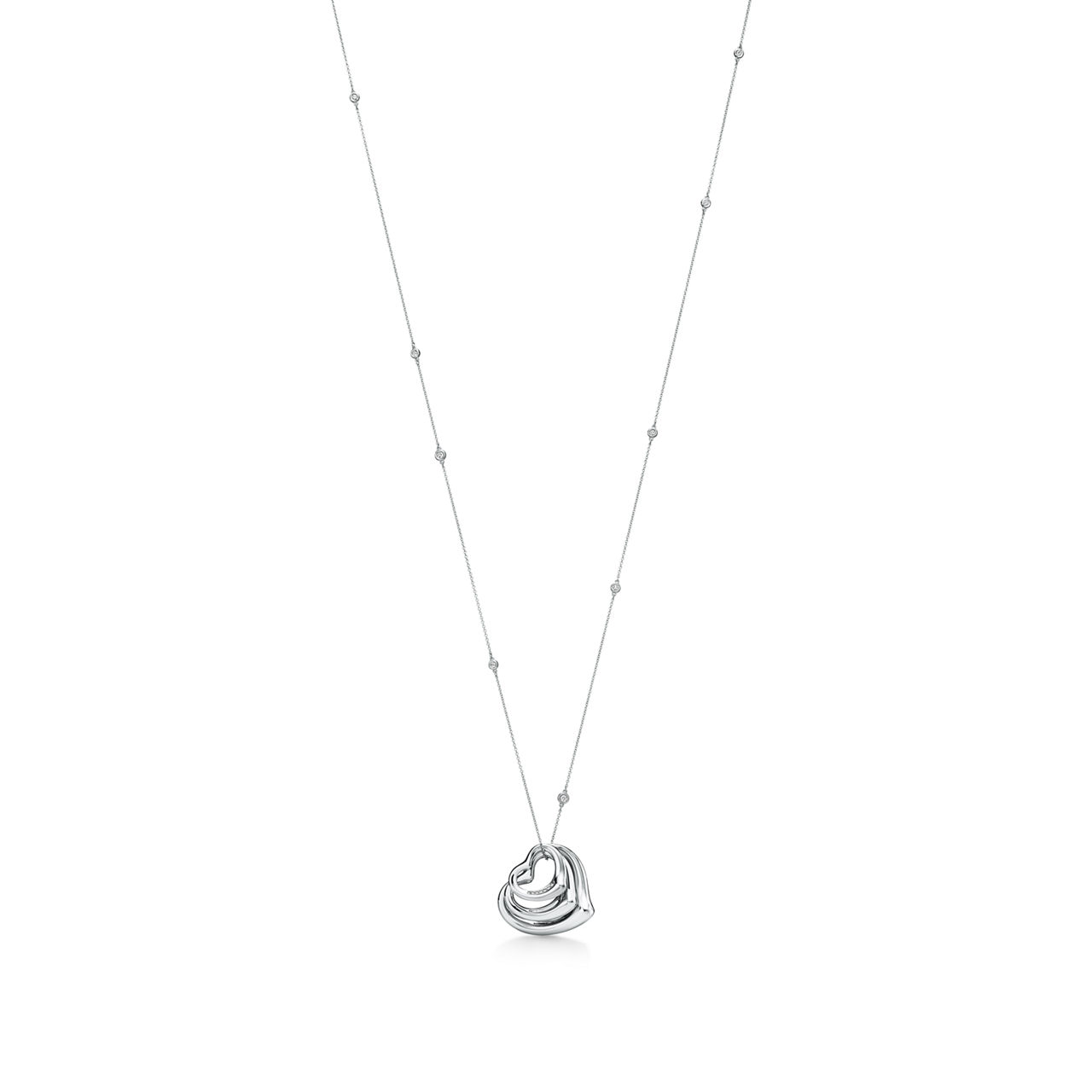 Elsa Peretti®:Open Heart und Diamonds by the Yard® Anhänger in Platin mit Diamanten Bildnummer 0