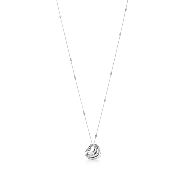 Open Heart and Diamonds by the Yard® Pendant in Platinum with Diamonds