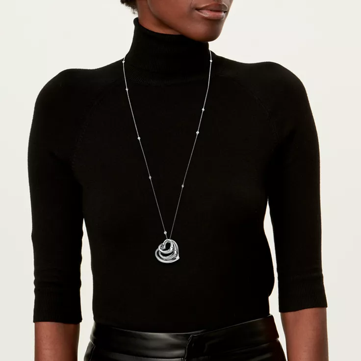 Elsa Peretti®:Open Heart and Diamonds by the Yard® Pendant in Platinum with Diamonds, 1