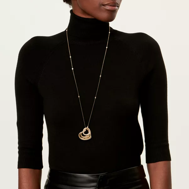 Open Heart and Diamonds by the Yard® Pendant in Yellow Gold