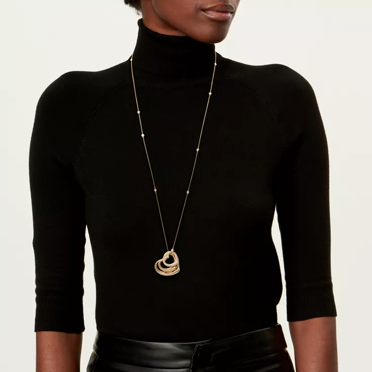 Elsa Peretti®:Open Heart and Diamonds by the Yard® Pendant in Yellow Gold, 1