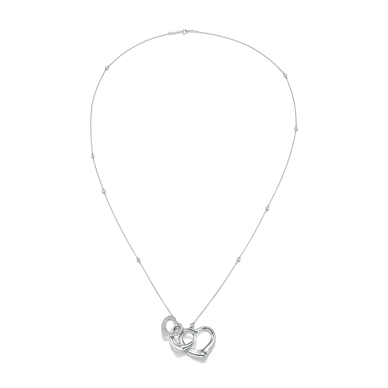 Elsa Peretti®:Open Heart and Diamonds by the Yard® Pendant in Platinum image number 2