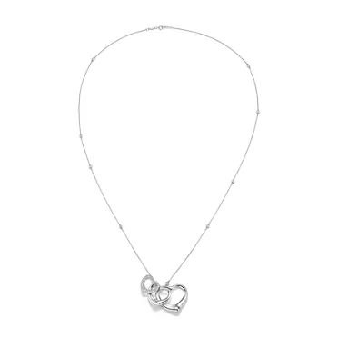 Elsa Peretti®:Open Heart and Diamonds by the Yard® Pendant in Platinum, 2