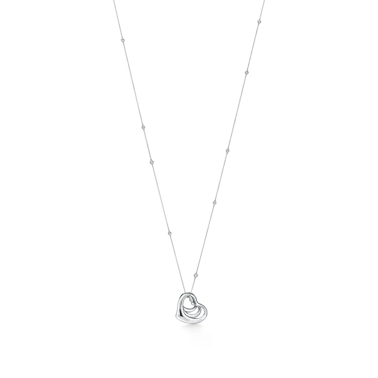 Elsa Peretti®:Open Heart and Diamonds by the Yard® Pendant in Platinum image number 3
