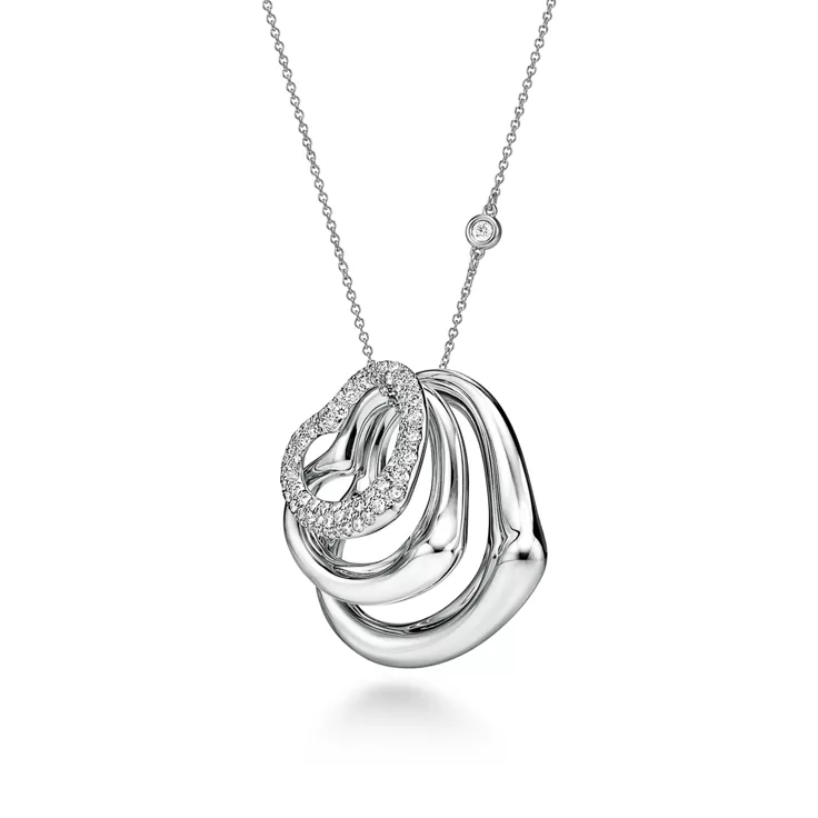 Elsa Peretti®:Open Heart and Diamonds by the Yard® Pendant in Platinum, 5