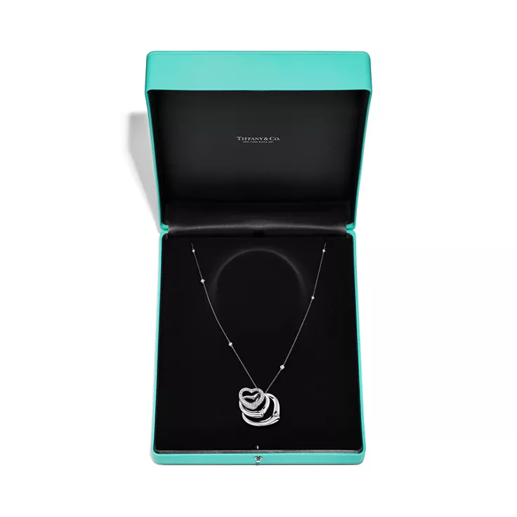 Elsa Peretti®:Open Heart and Diamonds by the Yard® Pendant in Platinum, 6