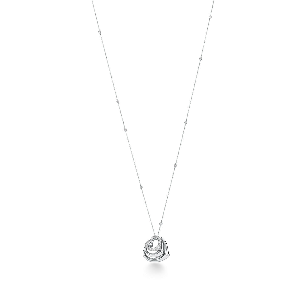 Open Heart and Diamonds by the Yard® Pendant in Platinum
