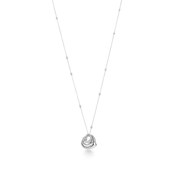 Open Heart and Diamonds by the Yard® Pendant in Platinum