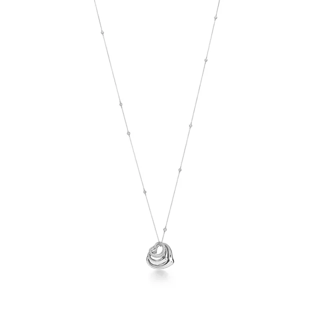 Elsa Peretti®:Open Heart and Diamonds by the Yard® Pendant in Platinum image number 0