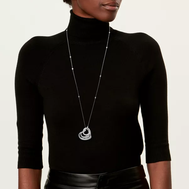 Open Heart and Diamonds by the Yard® Pendant in Platinum