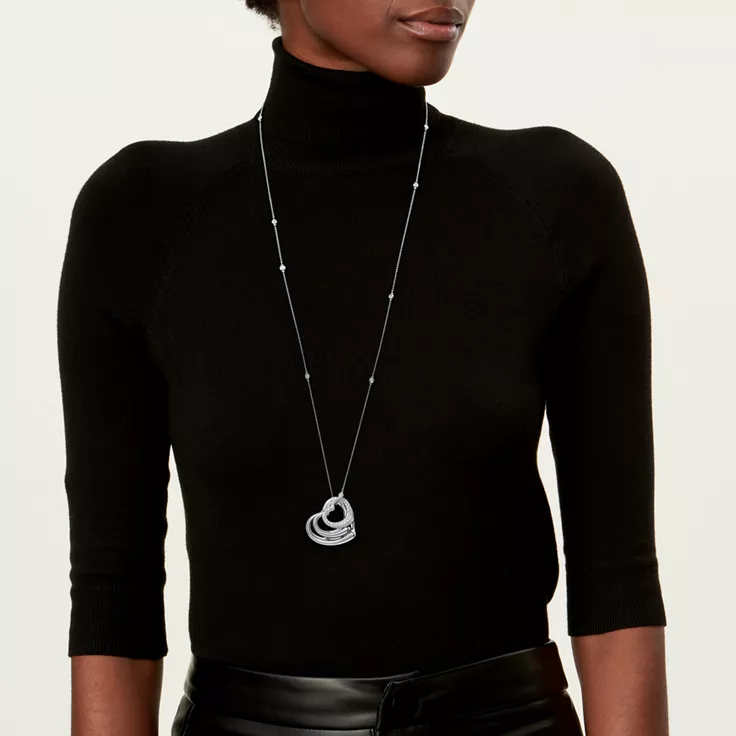 Elsa Peretti®:Open Heart and Diamonds by the Yard® Pendant in Platinum, 1
