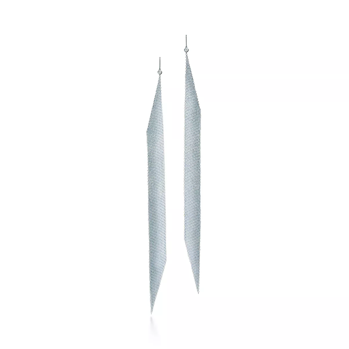 Mesh Earrings in Sterling Silver with Diamonds