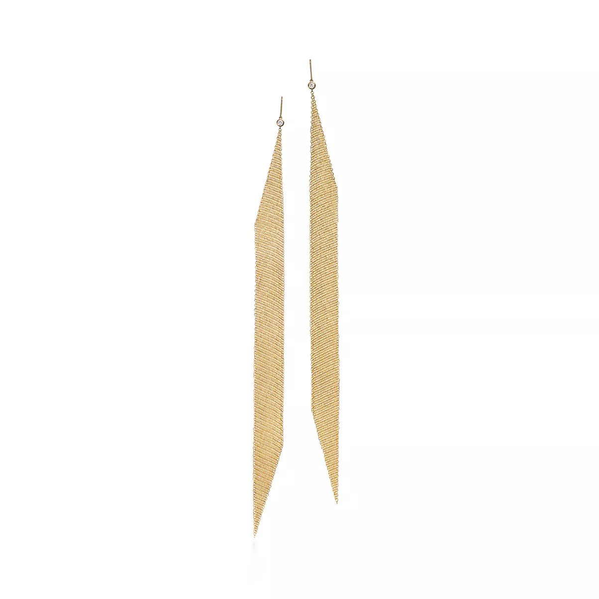 Mesh Earrings in Yellow Gold with Diamonds