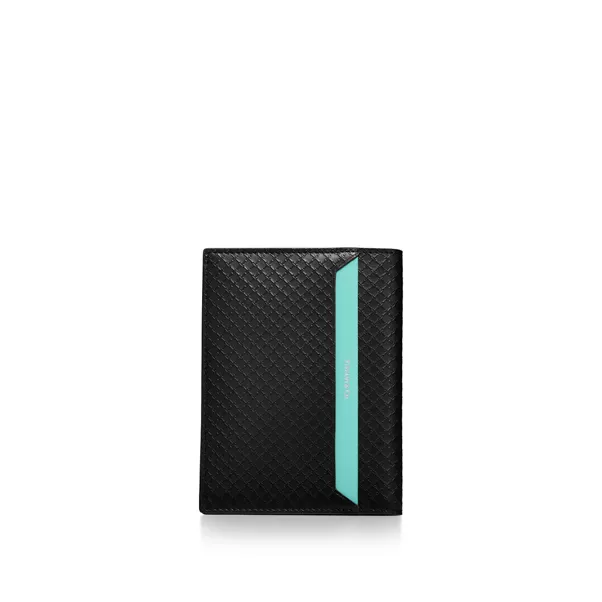 Square Passport Cover in Black Leather