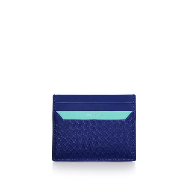 Square Card Case in Vivid Tanzanite Blue Leather