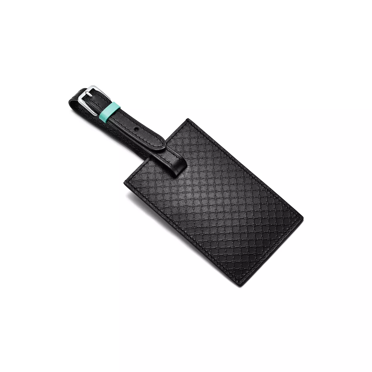 Square Luggage Tag in Black Leather