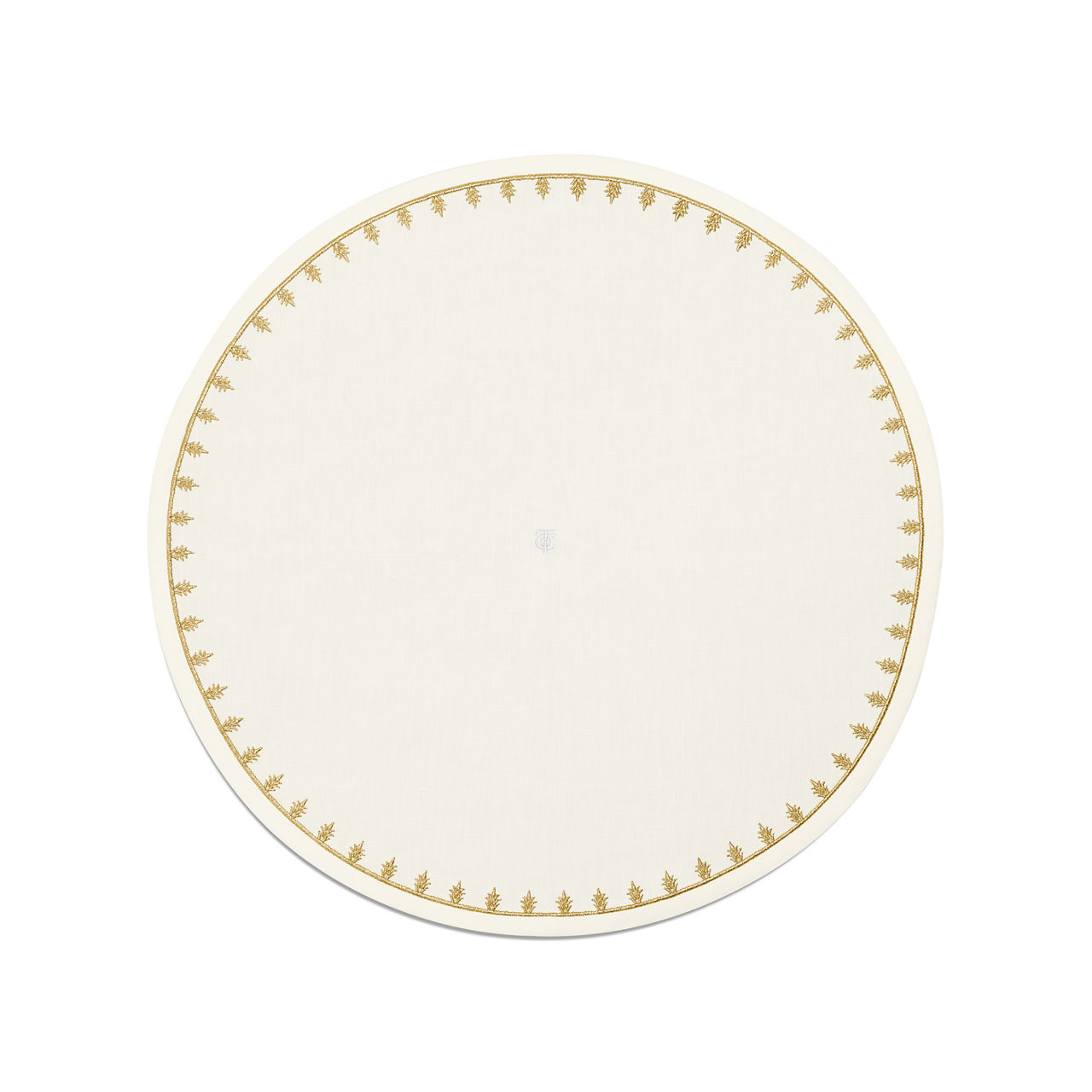 Tiffany Crest:Place Mat in Embroidered White Linen image number 0