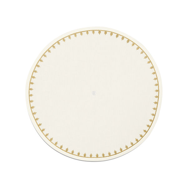 Tiffany Crest:Place Mat in Embroidered White Linen