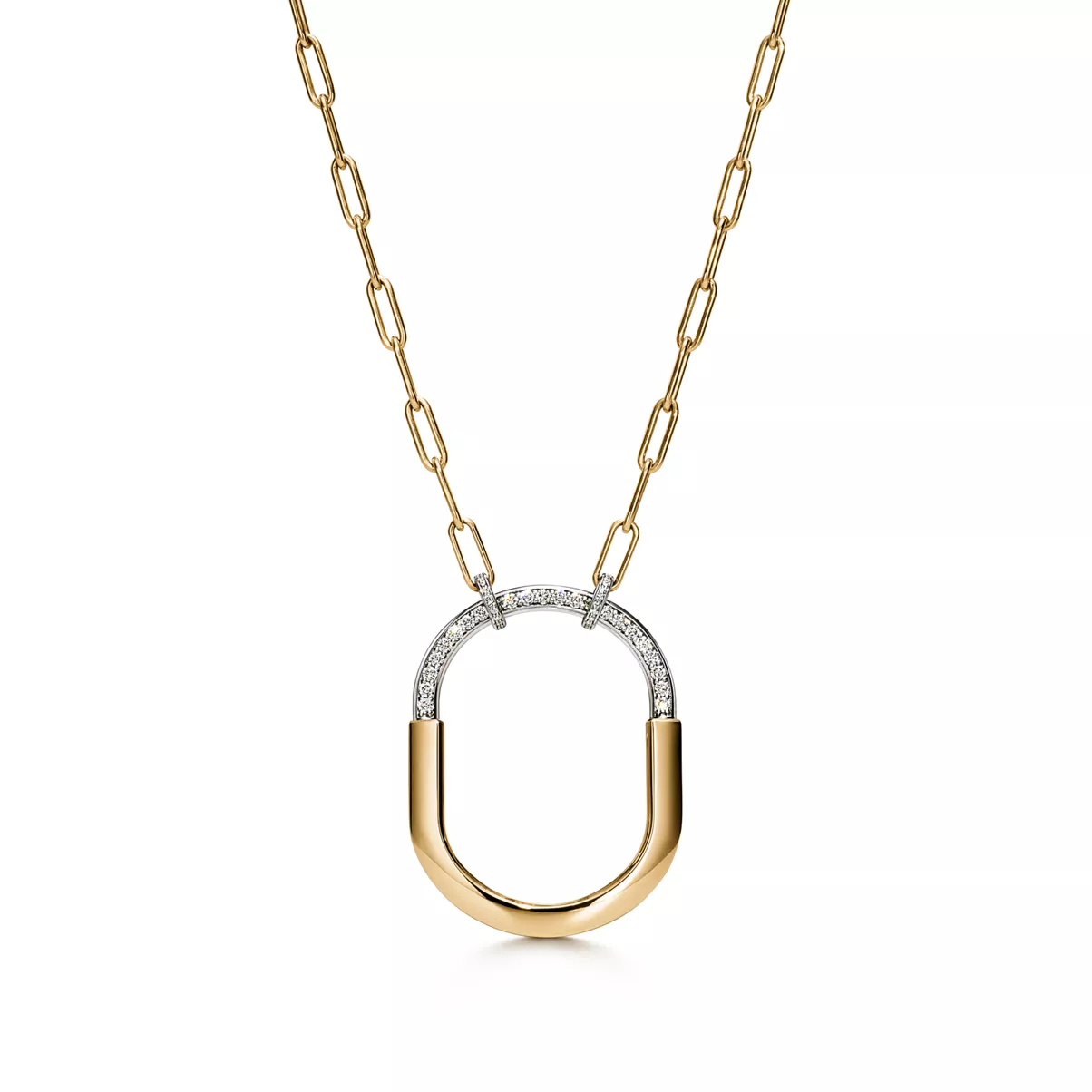 Pendentif en or jaune et or blanc 18&nbsp;carats avec diamants, extra-large