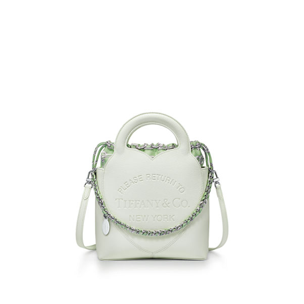 Return to Tiffany™: Mini Scarf Tote Bag in Pale Tsavorite Green Leather