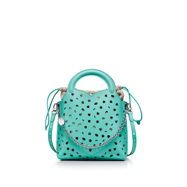 Return to Tiffany™: Mini Perforated Tote Bag in Tiffany Blue® Leather