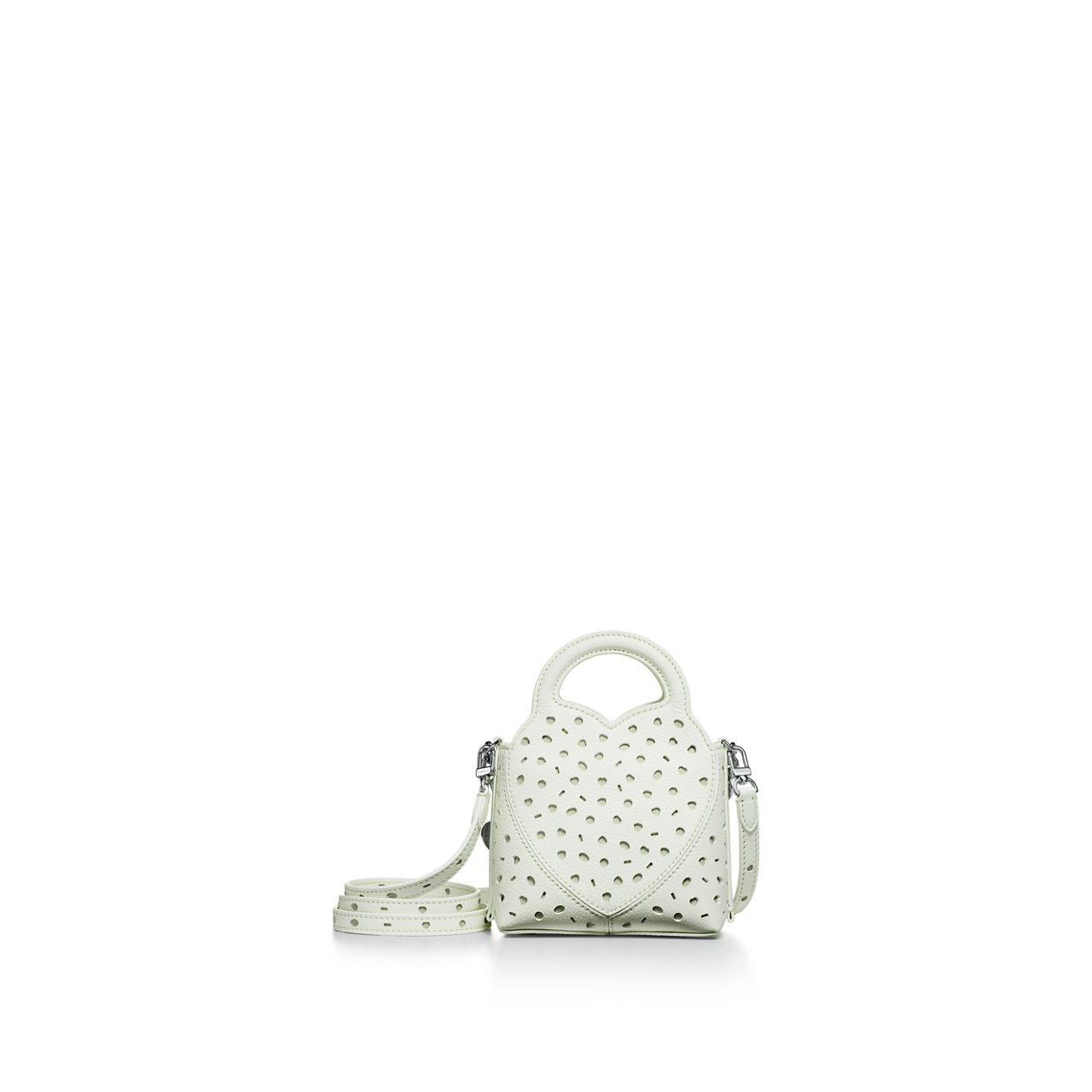 Microbolso shopper perforado de piel verde tsavorita claro