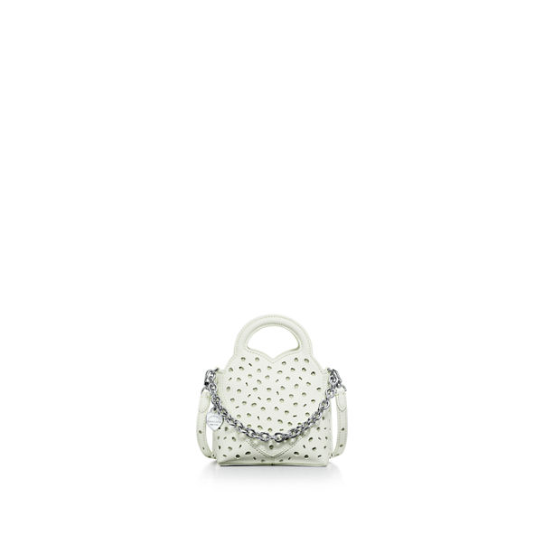 Return to Tiffany™:Perforierte Mikrotasche aus hellem tsavoritgrünem Leder