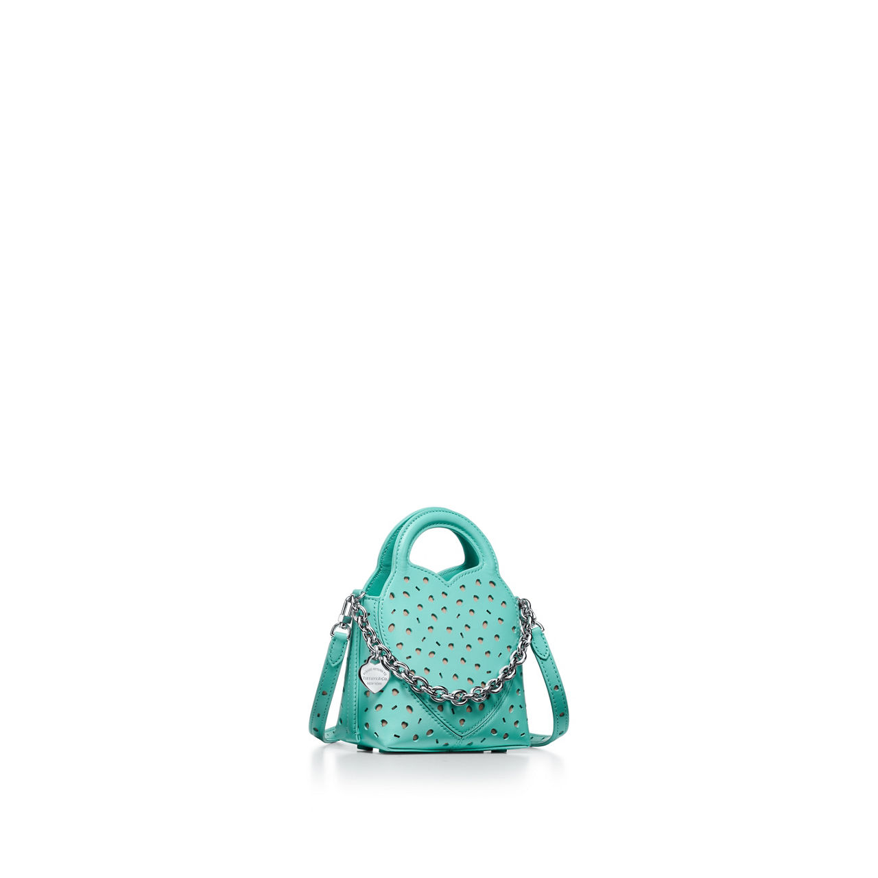 Return to Tiffany™:Perforierte Mikrotasche aus Leder in Tiffany Blue® Bildnummer 2